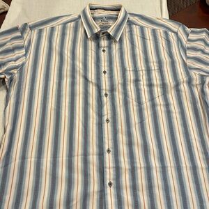 B0213 Kuhl Striped Button Down Short Sleeve Shirt (XXL) cotton EUC